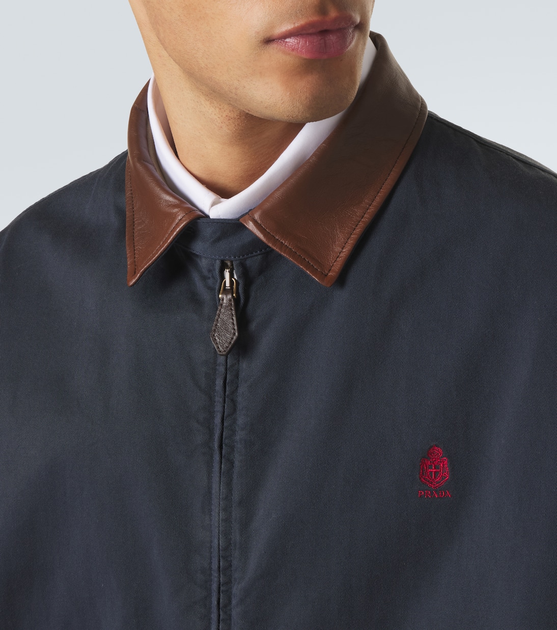 Leather-trimmed cotton canvas blouson jacket | Prada