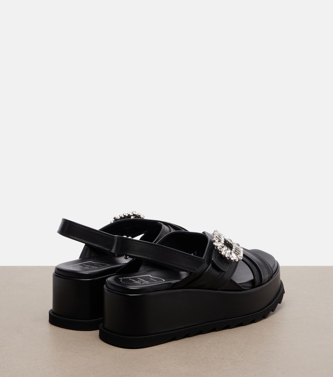 Sandales compensées Strass Buckle en cuir | Roger Vivier