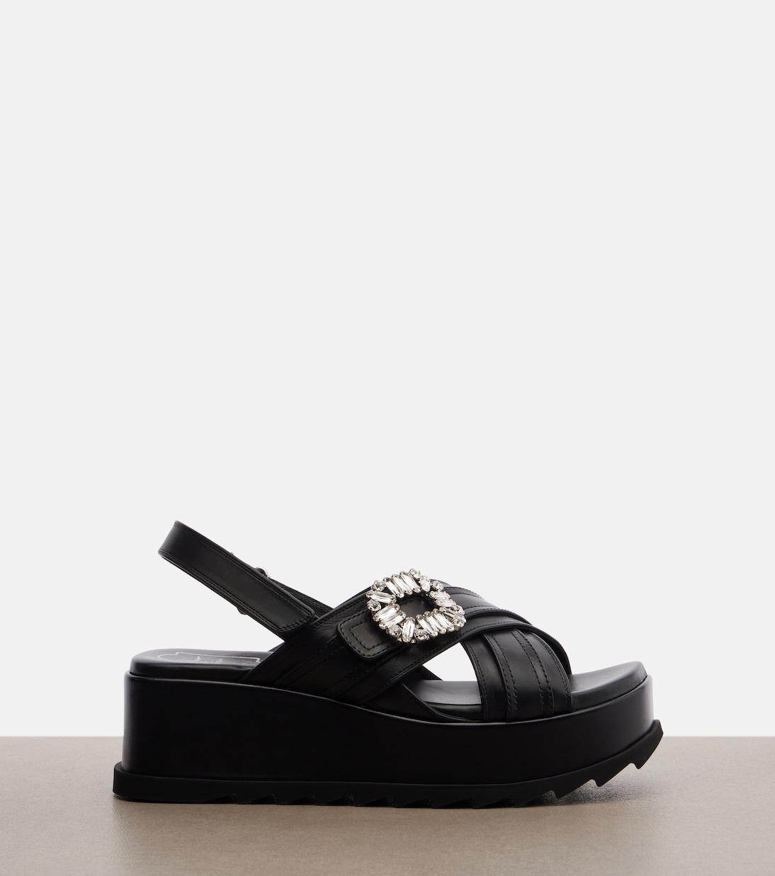 Sandales compensées Strass Buckle en cuir | Roger Vivier