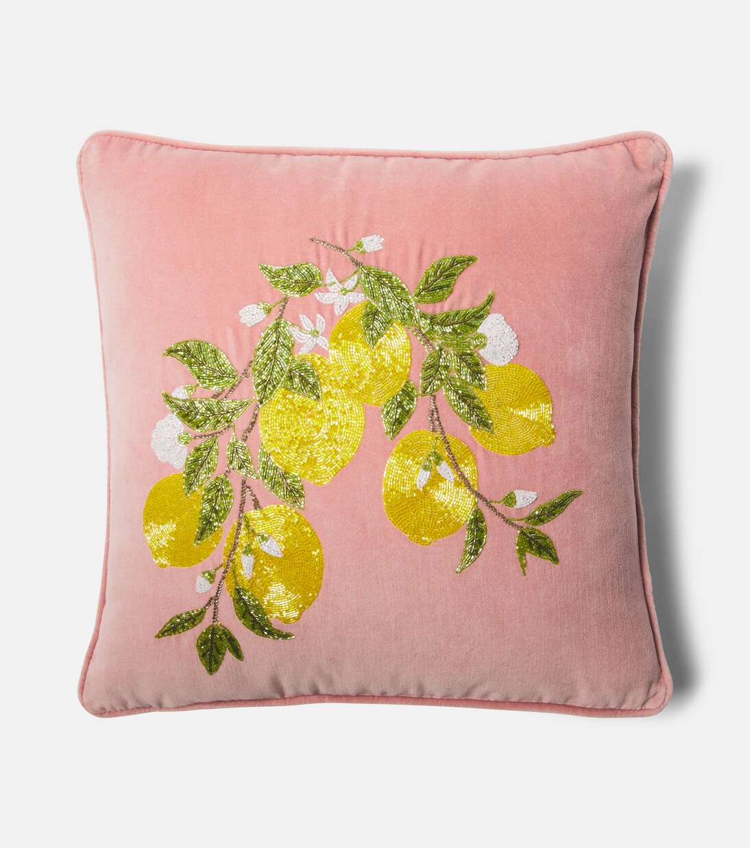 Embroidered cotton velvet cushion | Les-Ottomans