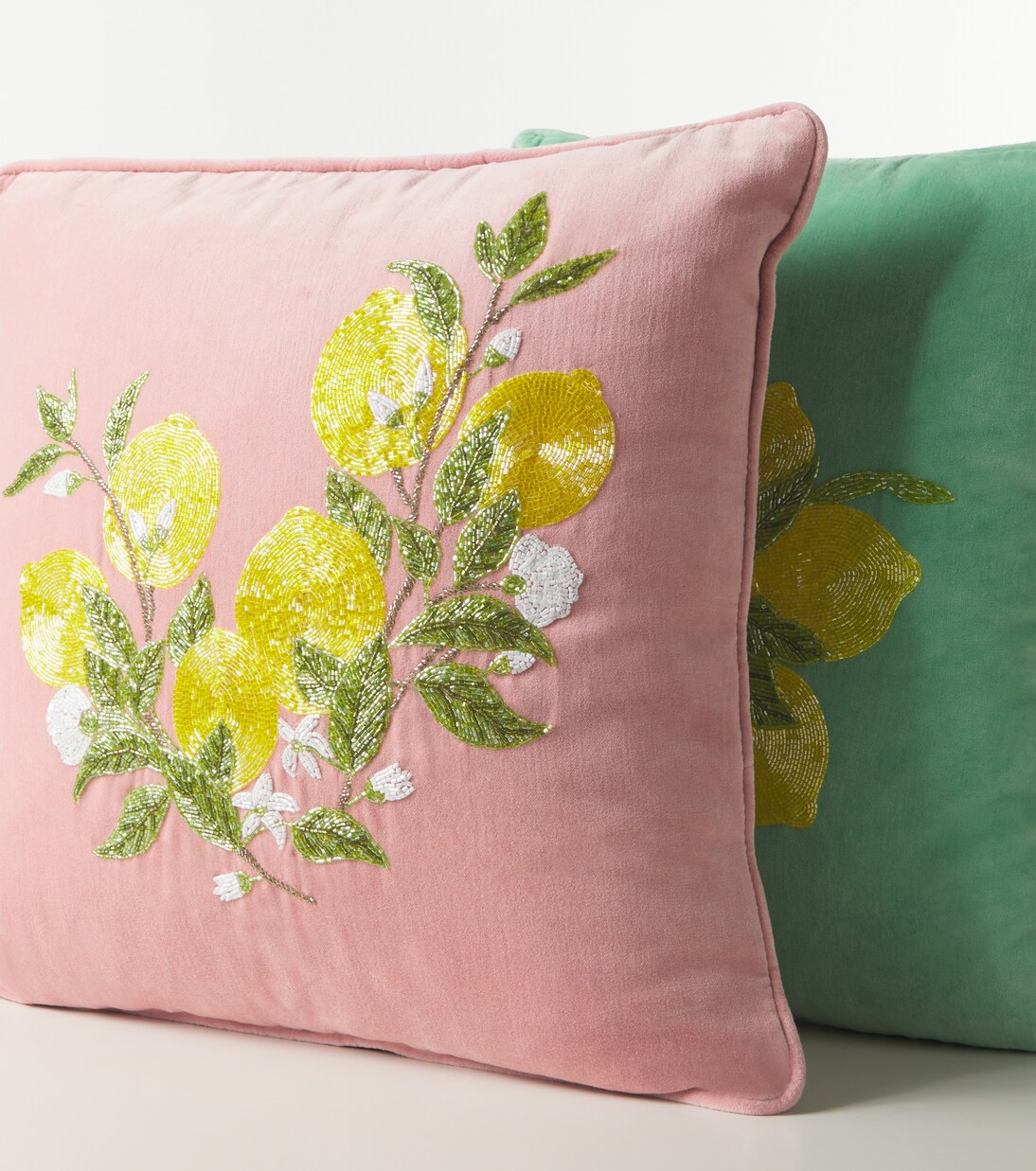 Embroidered cotton velvet cushion | Les-Ottomans