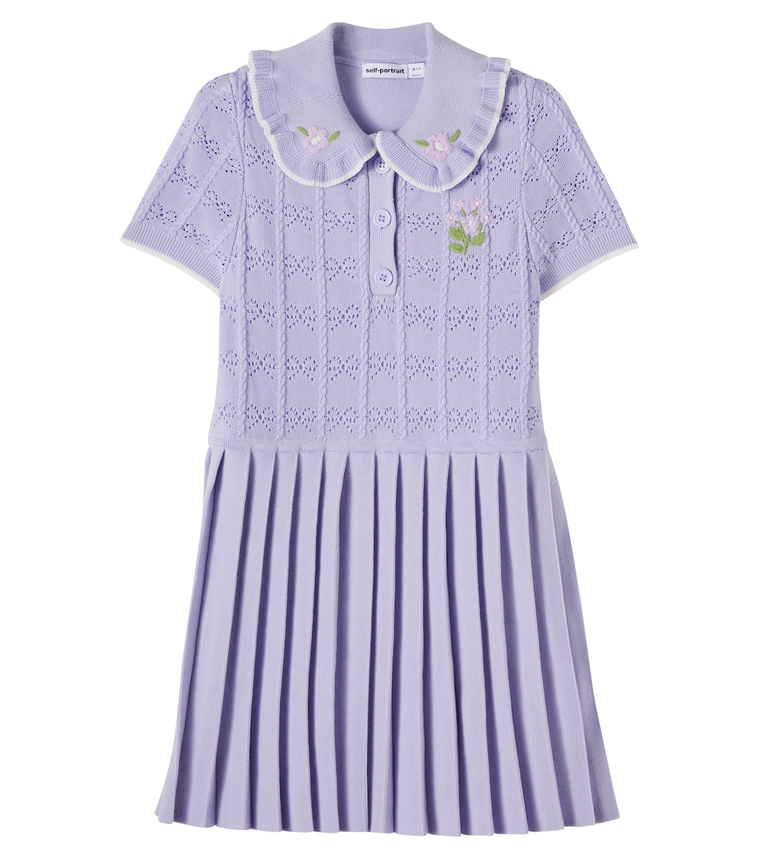 Pleated pointelle dress | Self-Portrait Kids