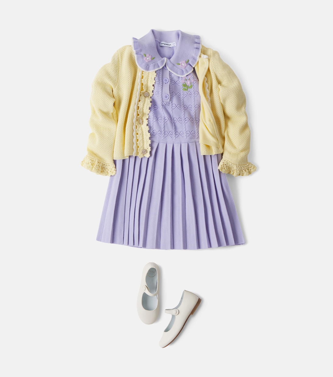 Pleated pointelle dress | Self-Portrait Kids
