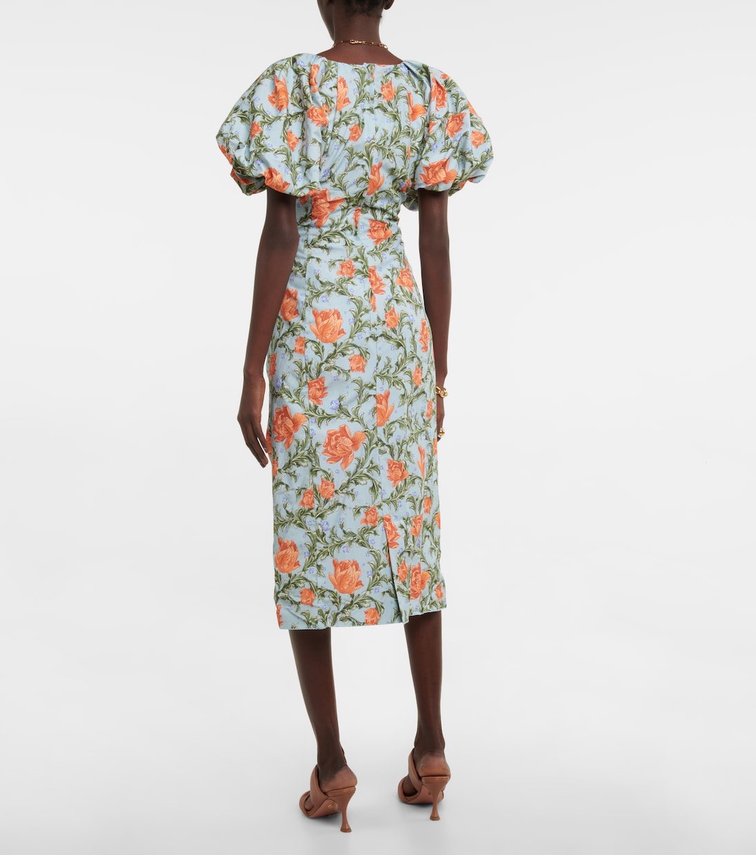 Robe midi Camelia en coton à fleurs | Agua by Agua Bendita