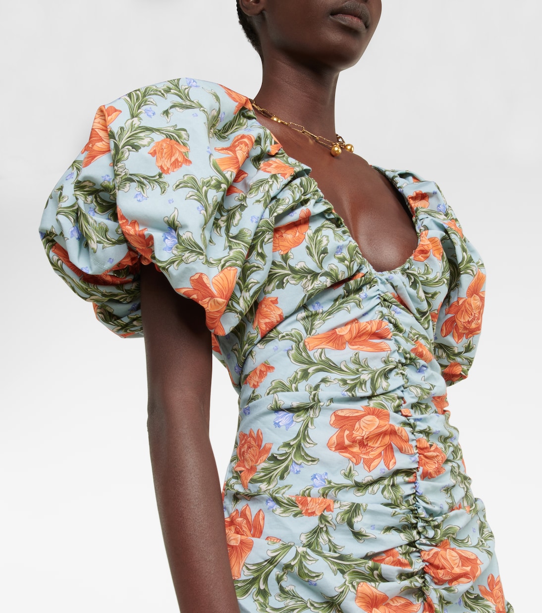 Robe midi Camelia en coton à fleurs | Agua by Agua Bendita