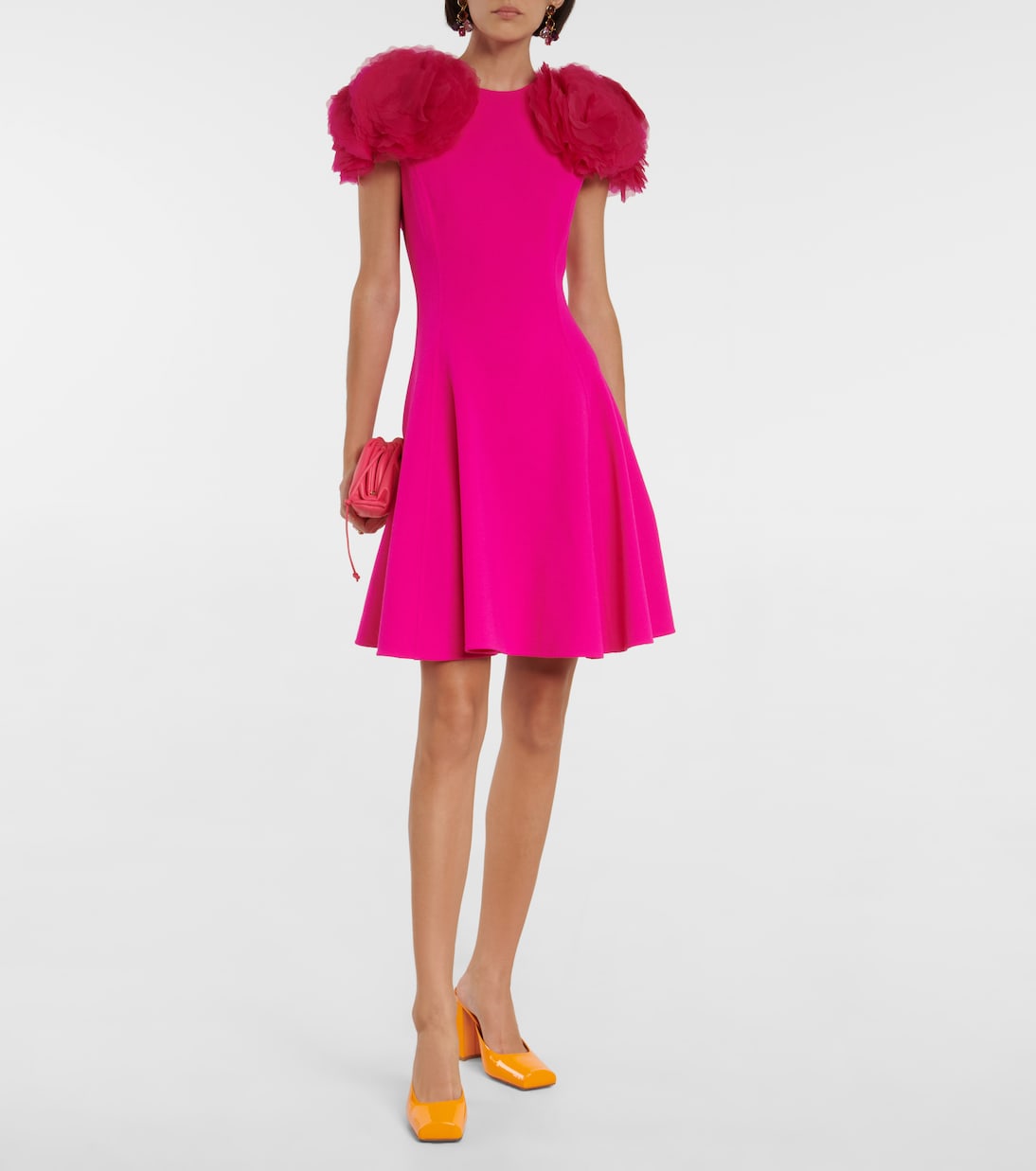 Robe en laine mélangée et tulle | Oscar de la Renta