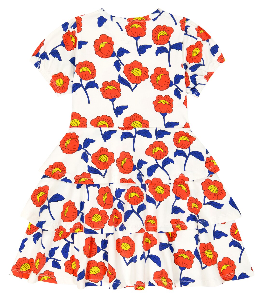 Flowers tiered cotton-blend jersey dress | Mini Rodini