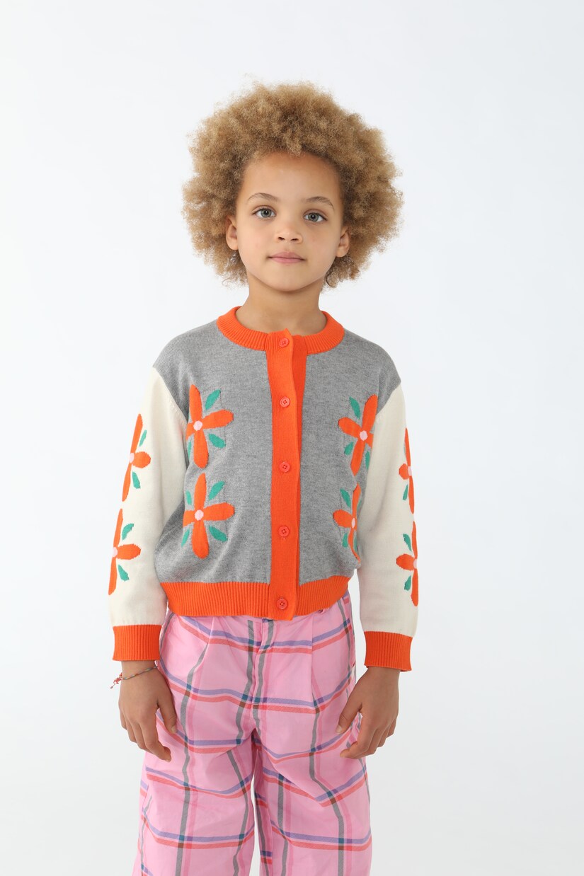 Cardigan Tiny Flowers in cotone e lana | Tinycottons