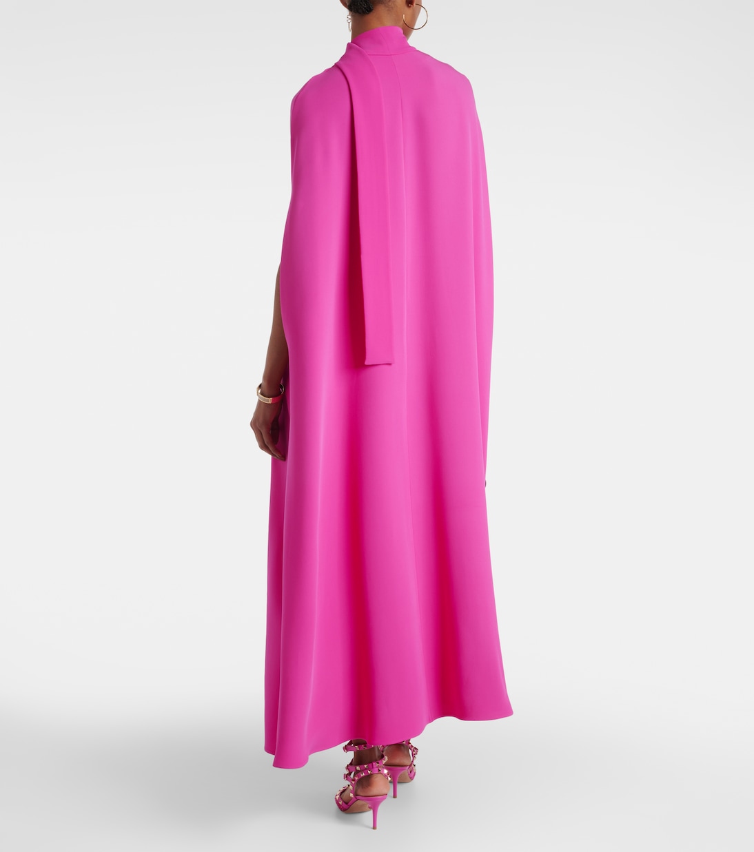 VGold caped silk maxi dress | Valentino