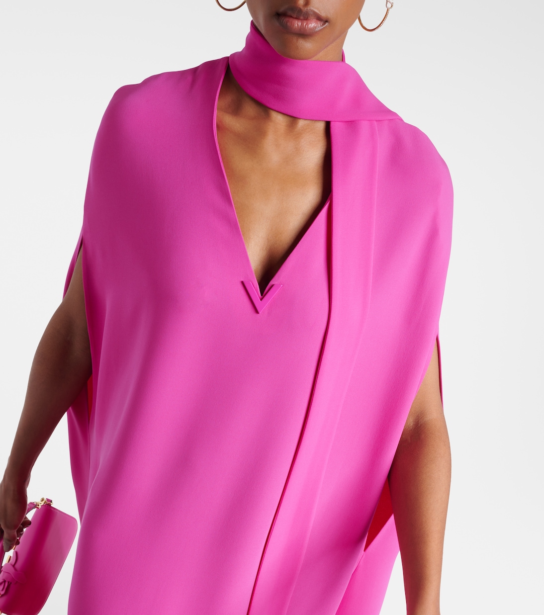 VGold caped silk maxi dress | Valentino