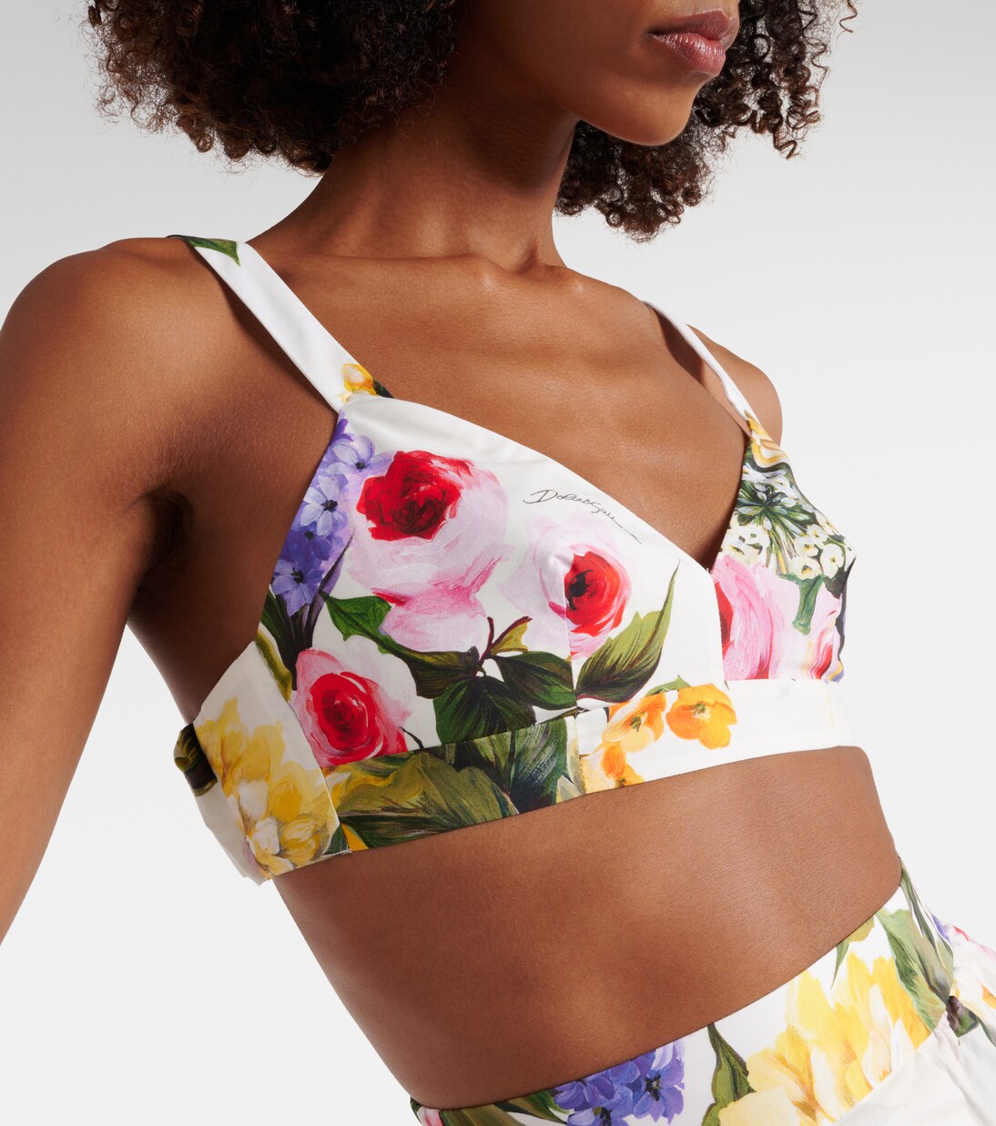 Floral cotton poplin bra top | Dolce&Gabbana