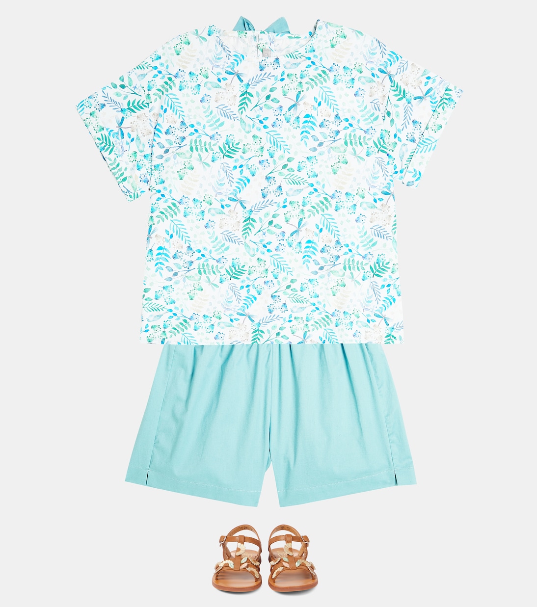 Printed cotton T-shirt and shorts set | Il Gufo