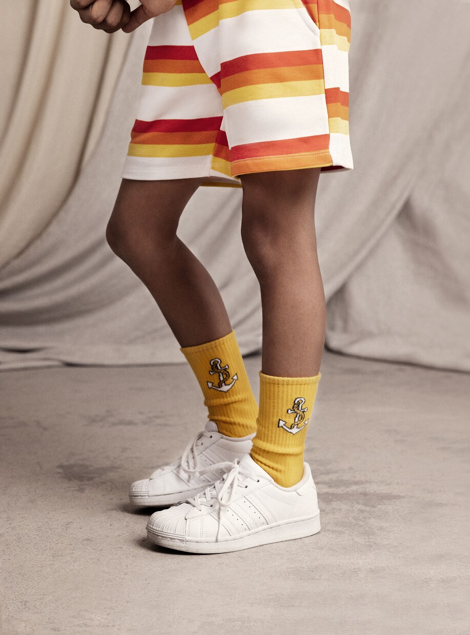 Striped cotton jersey shorts | Mini Rodini