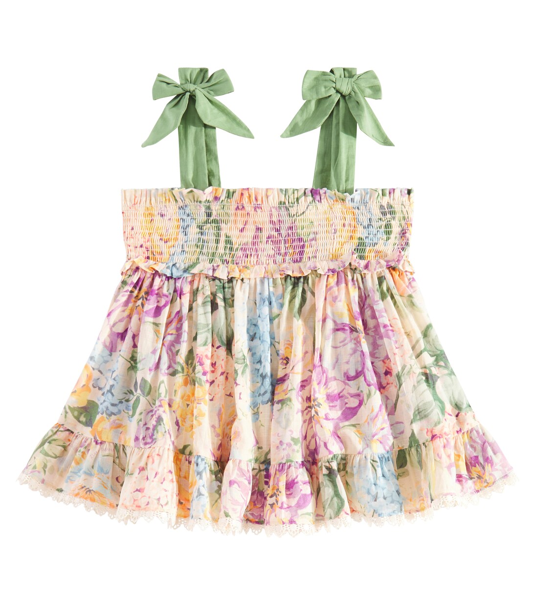 Halliday shirred floral cotton top | Zimmermann Kids