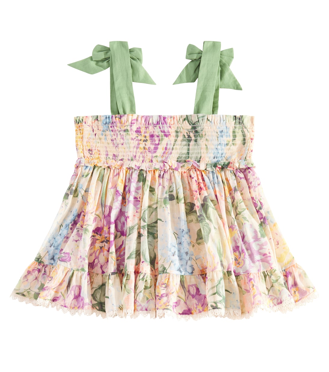 Halliday shirred floral cotton top | Zimmermann Kids