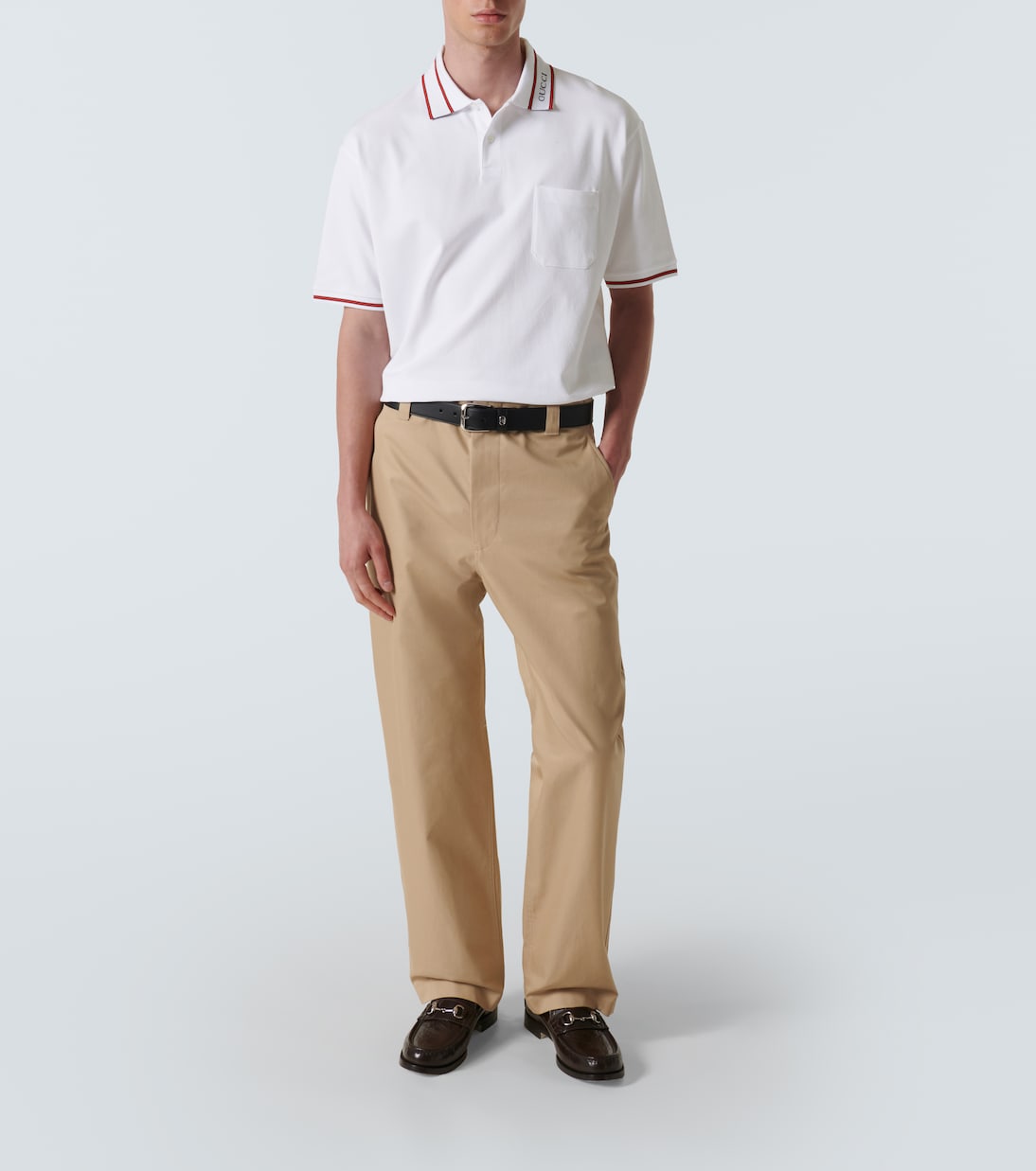 Web cotton piqué polo shirt | Gucci