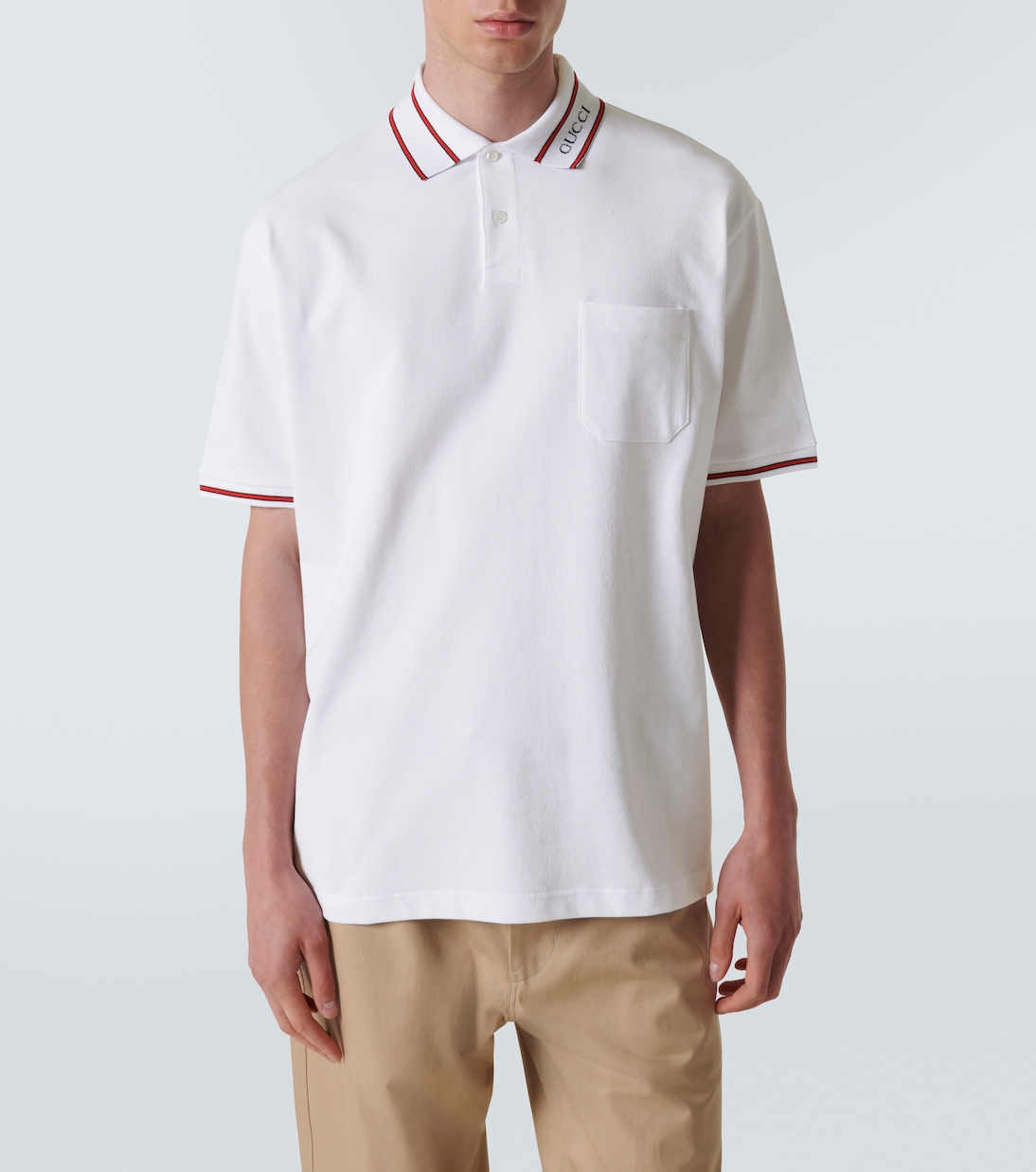 Web cotton piqué polo shirt | Gucci