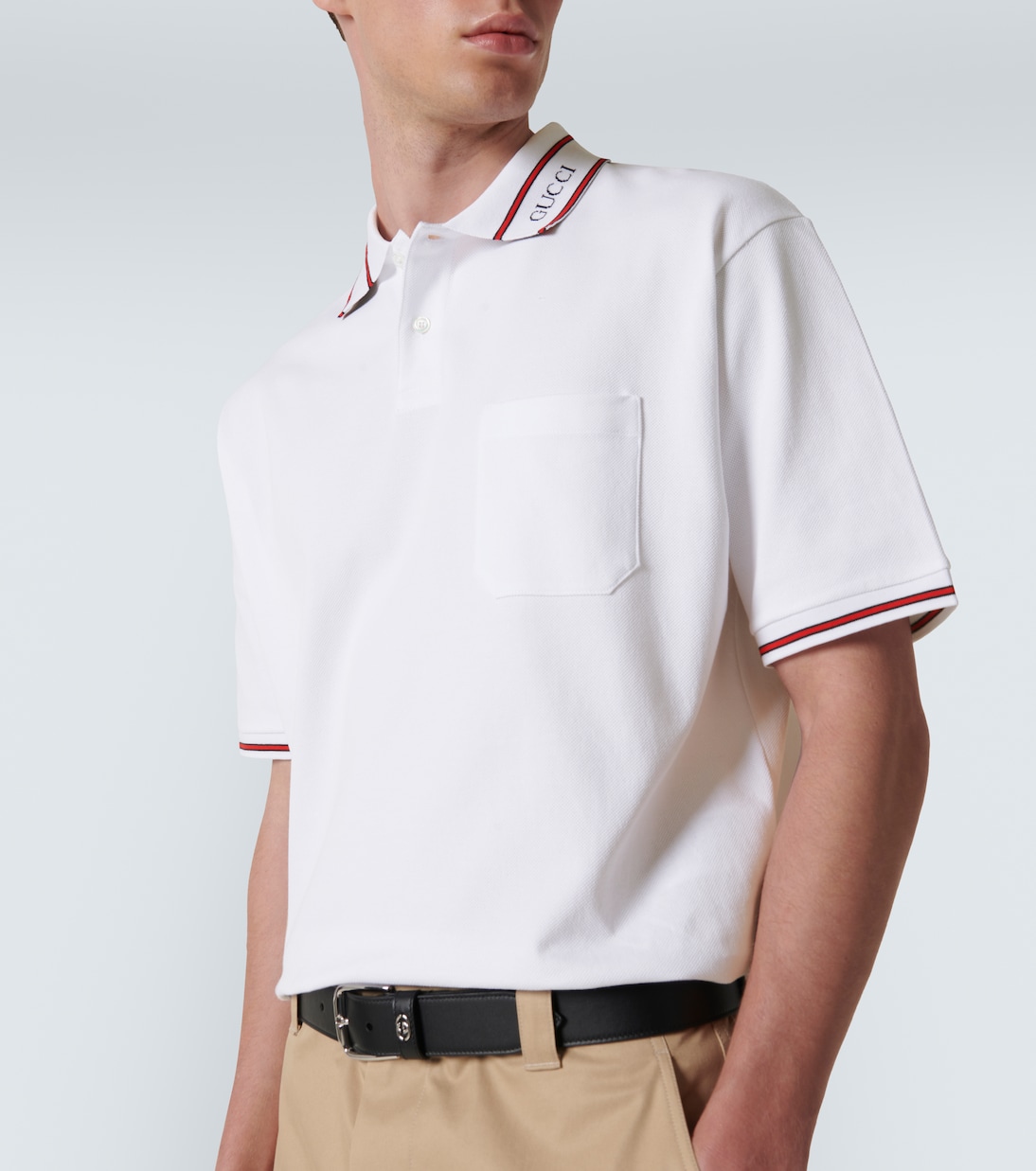 Web cotton piqué polo shirt | Gucci