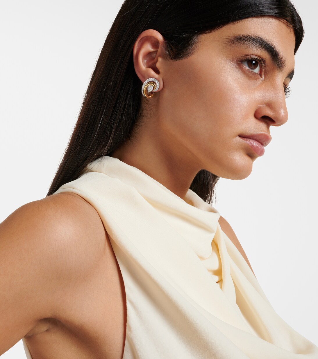 Orecchini Golden Strada in oro e oro bianco 18k con diamanti | Yeprem