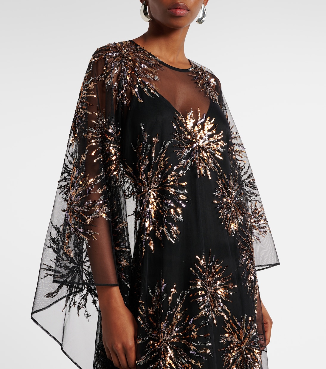 Cafetan Gran Soleil en tulle à ornements | Taller Marmo