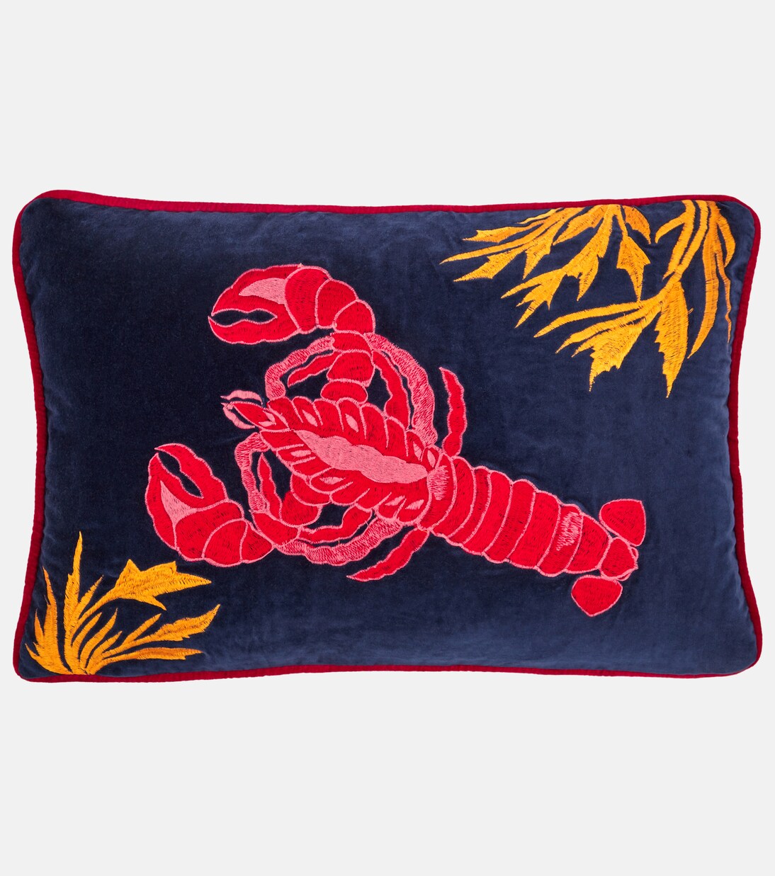 Rock lobster embroidered cushion | Les-Ottomans