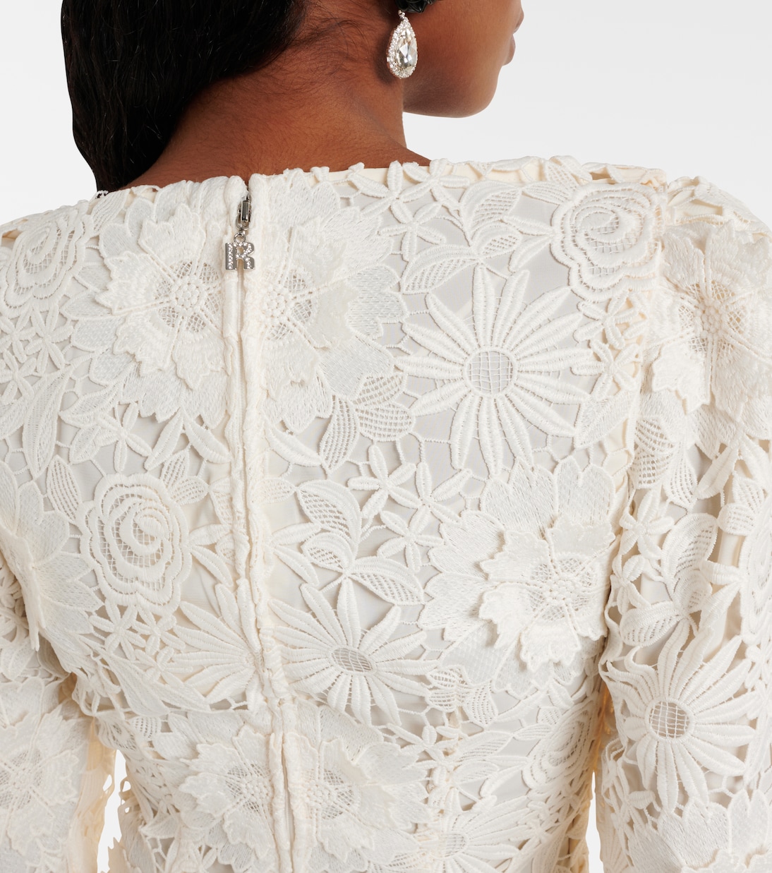 Bridal floral-appliqué minidress | Rotate