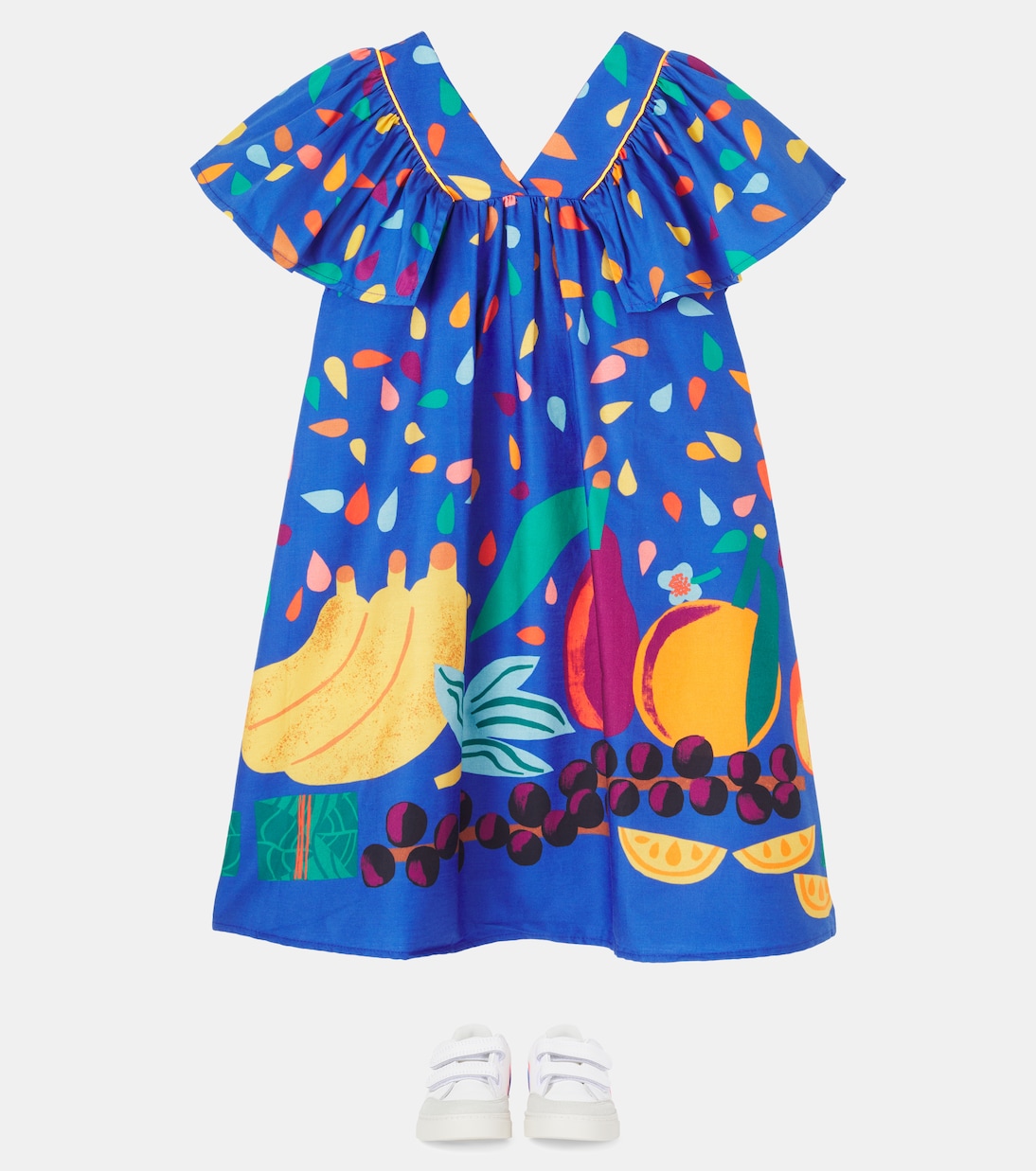 Printed ruffled cotton dress | Fábula