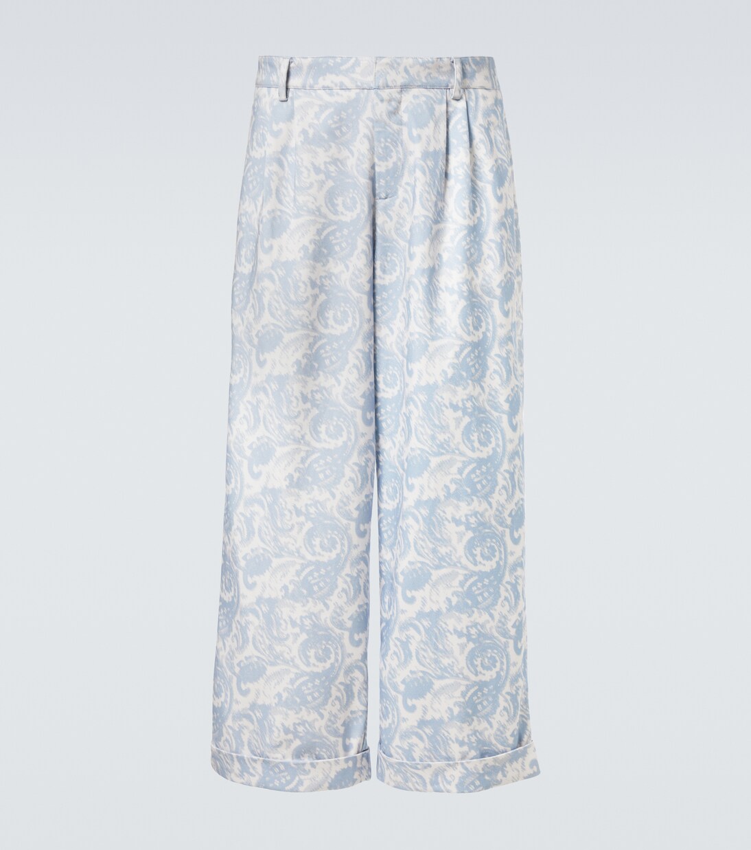 Printed cotton-blend wide-leg pants | Commas