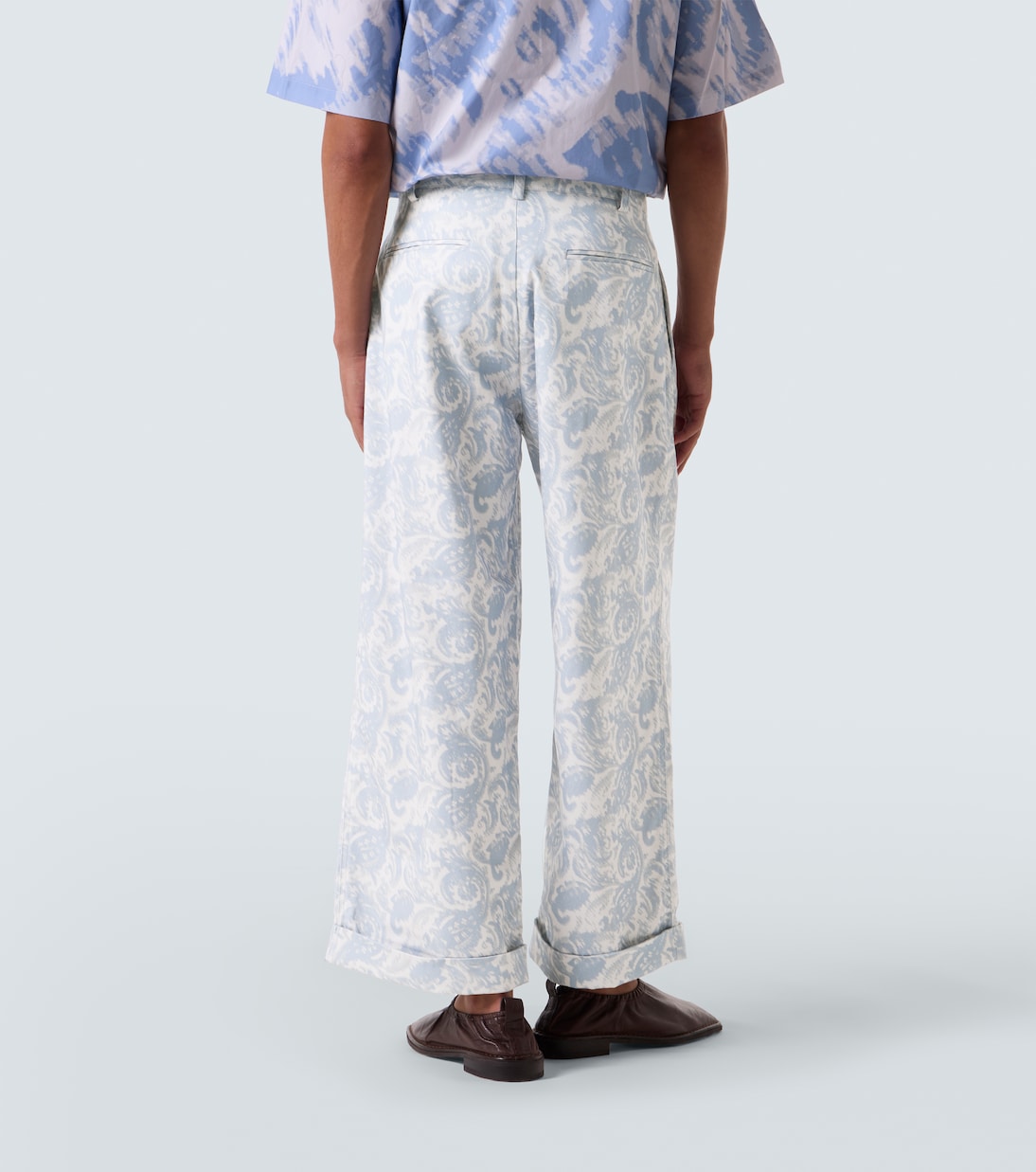 Printed cotton-blend wide-leg pants | Commas