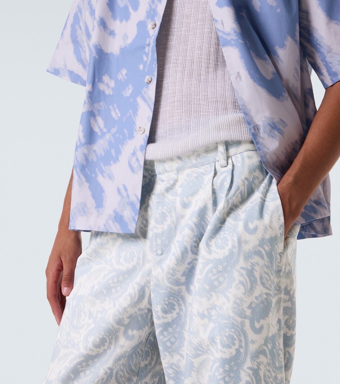 Printed cotton-blend wide-leg pants | Commas