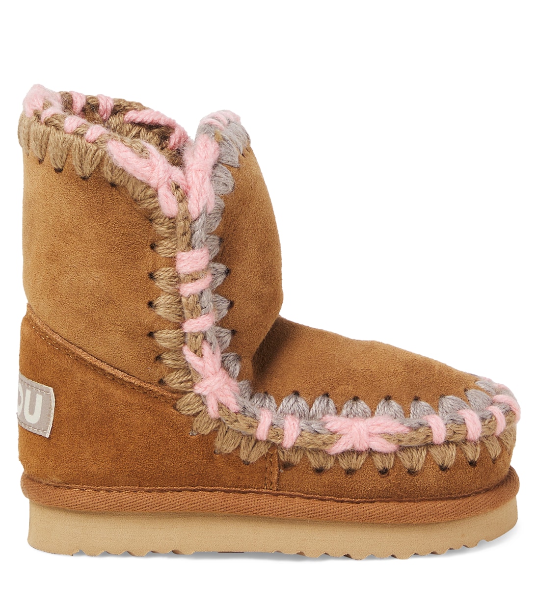 Embroidered shearling-lined suede boots | Mou Kids