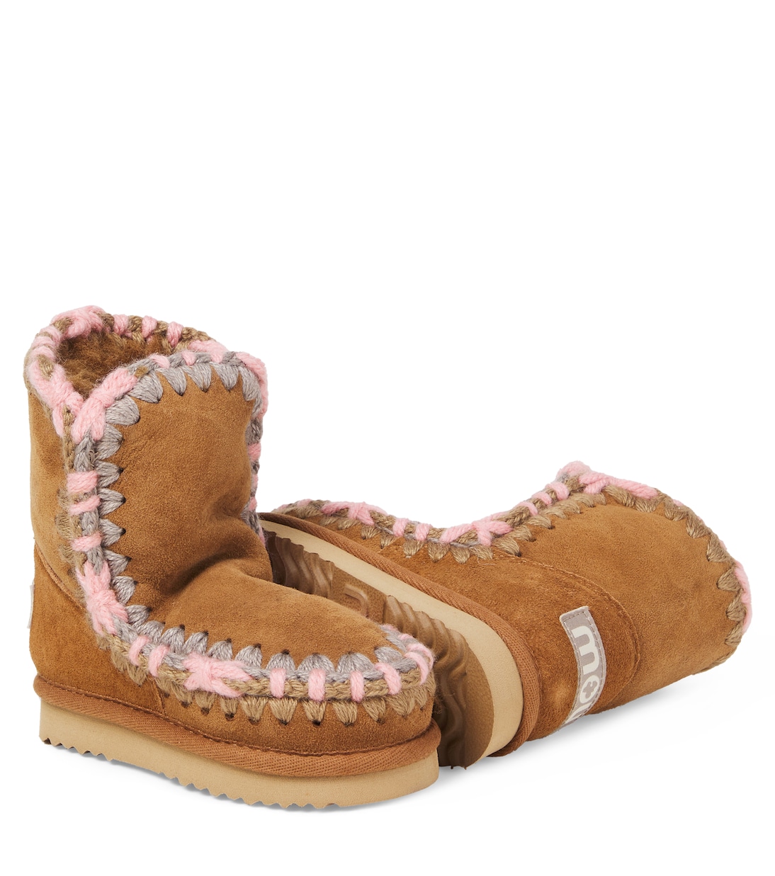 Embroidered shearling-lined suede boots | Mou Kids