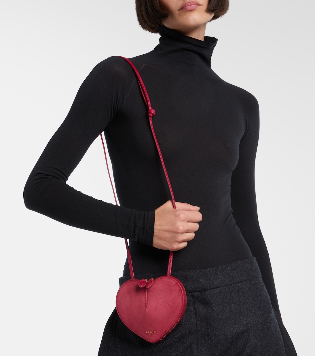 Sac à bandoulière Le Cœur en daim et cuir | Alaïa
