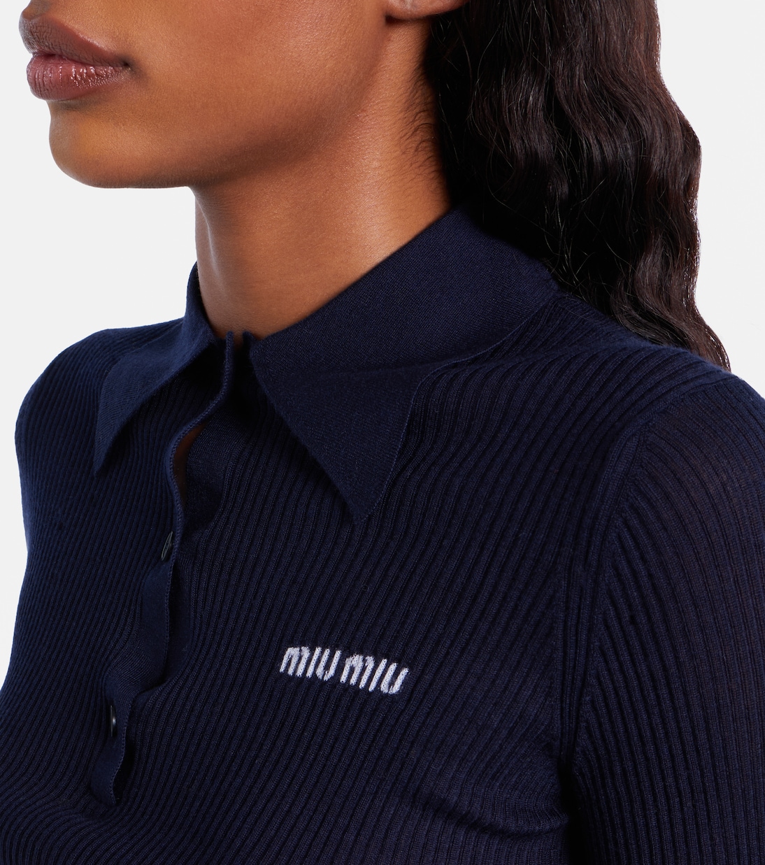 Polohemd aus Kaschmir und Seide | Miu Miu