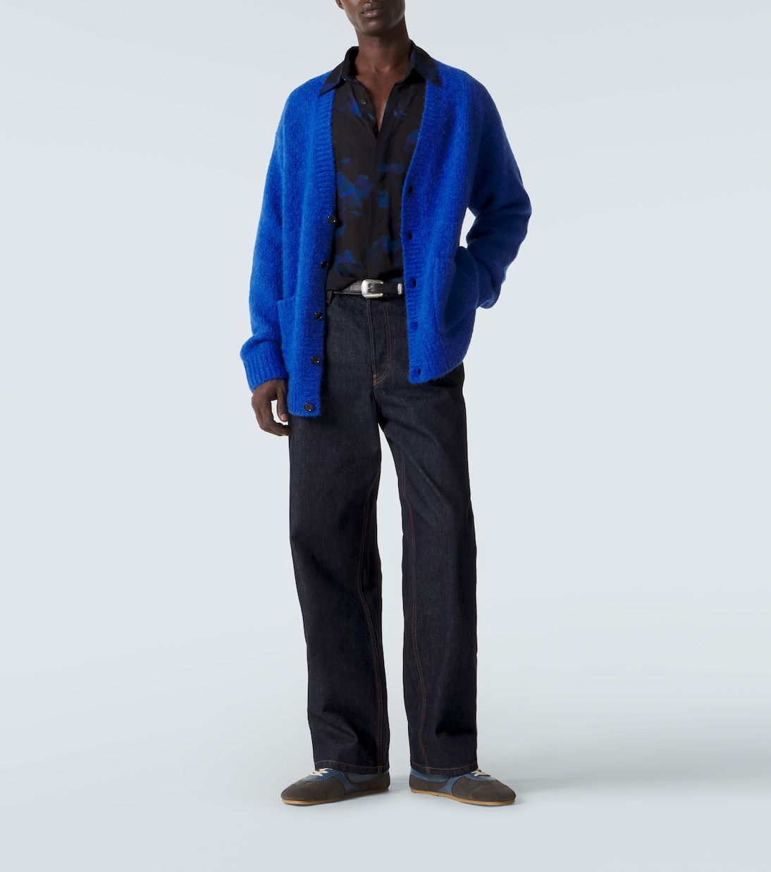 Leather-trimmed suede sneakers | Dries Van Noten