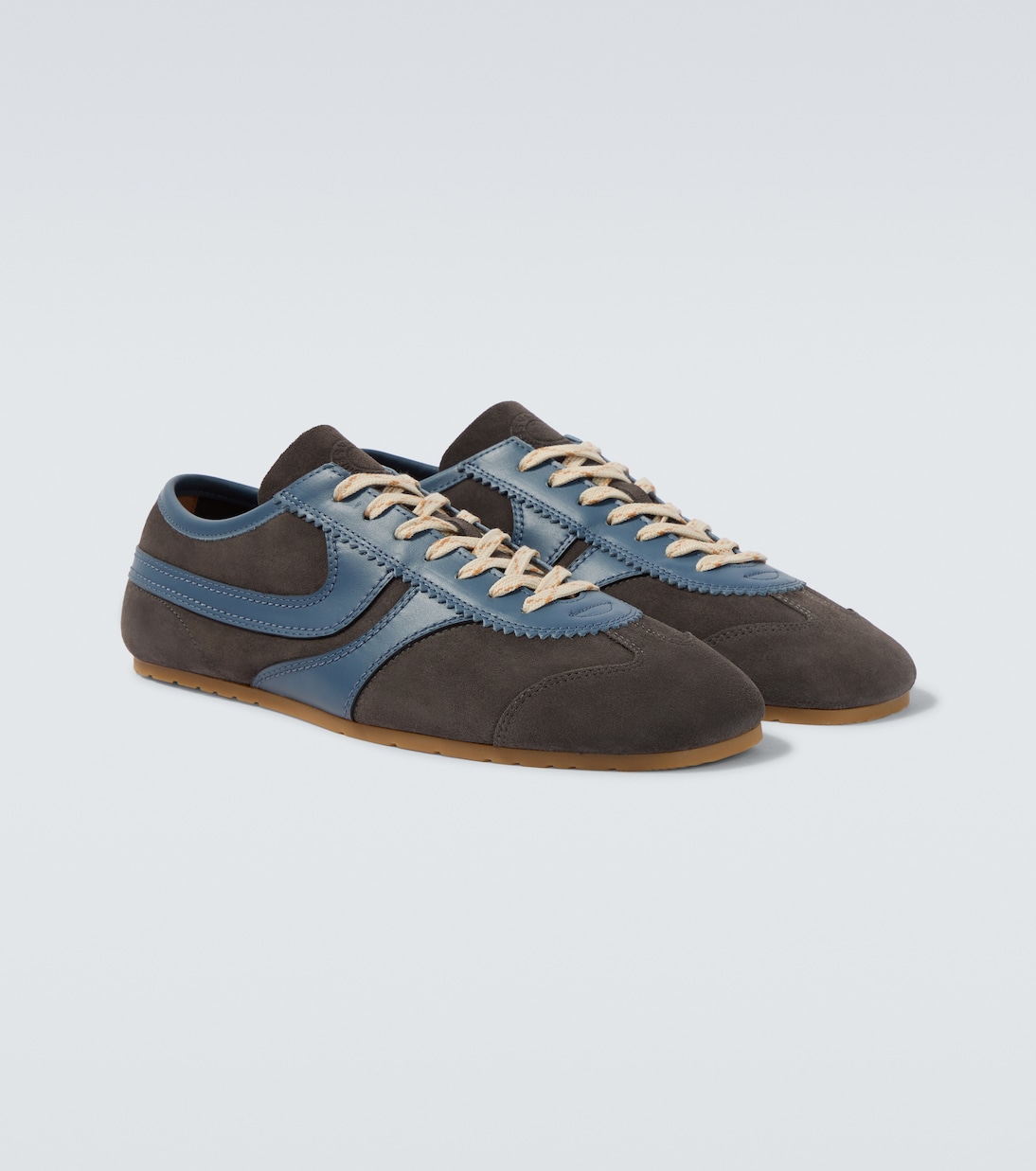 Leather-trimmed suede sneakers | Dries Van Noten