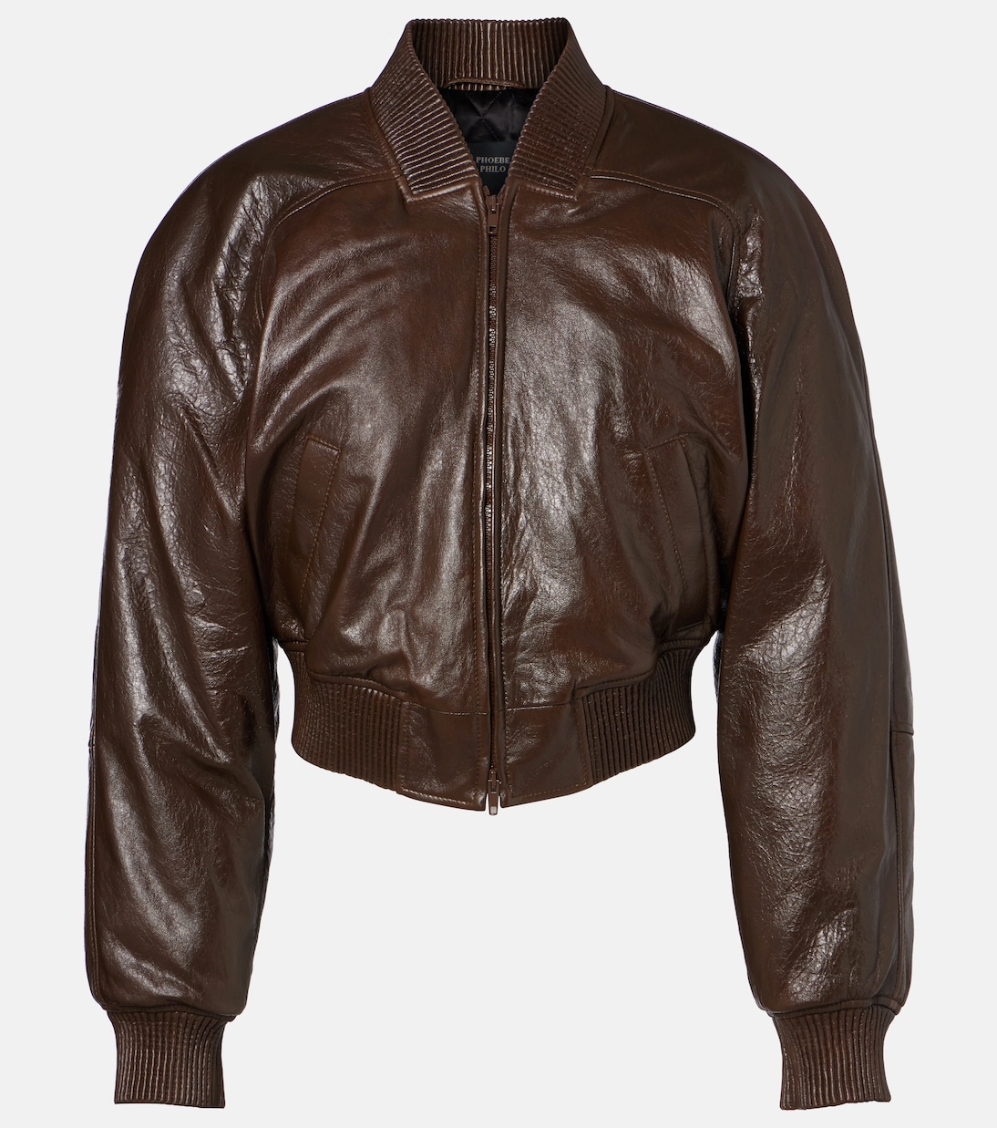 Cropped leather bomber jacket | Phoebe Philo