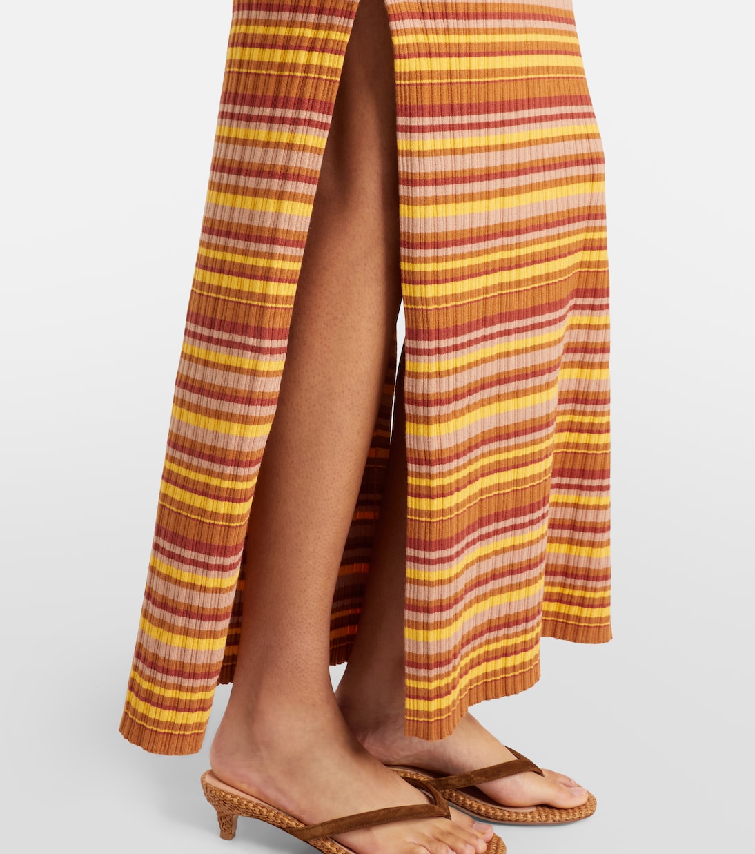 Rey cutout ribbed-knit striped maxi dress | Bananhot