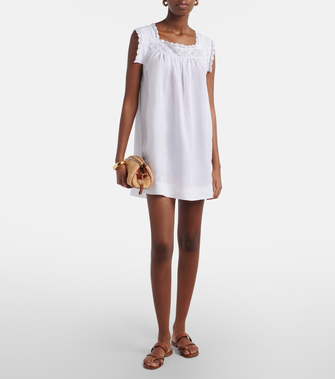 Almadia lace-trimmed ramie minidress | Dôen