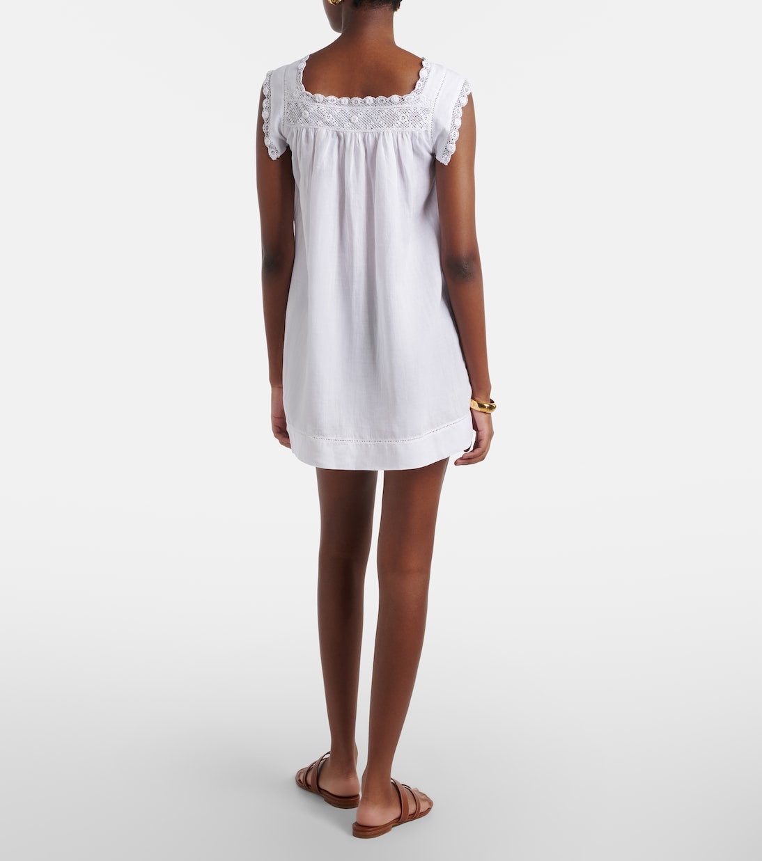 Almadia lace-trimmed ramie minidress | Dôen