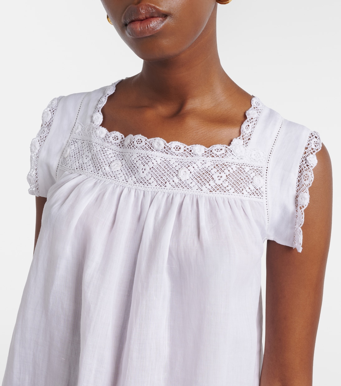 Almadia lace-trimmed ramie minidress | Dôen