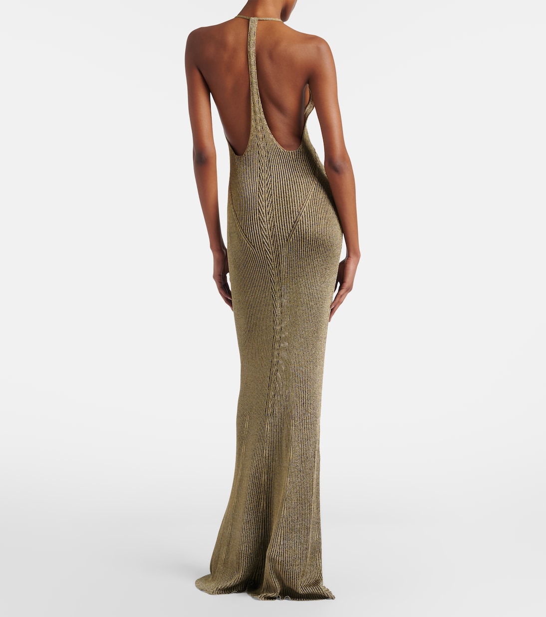 Abito lungo in maglia a coste con lamé  | Roberto Cavalli