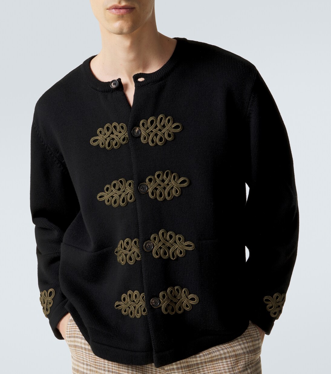 Cárdigan Looped Frog de lana bordado | Bode