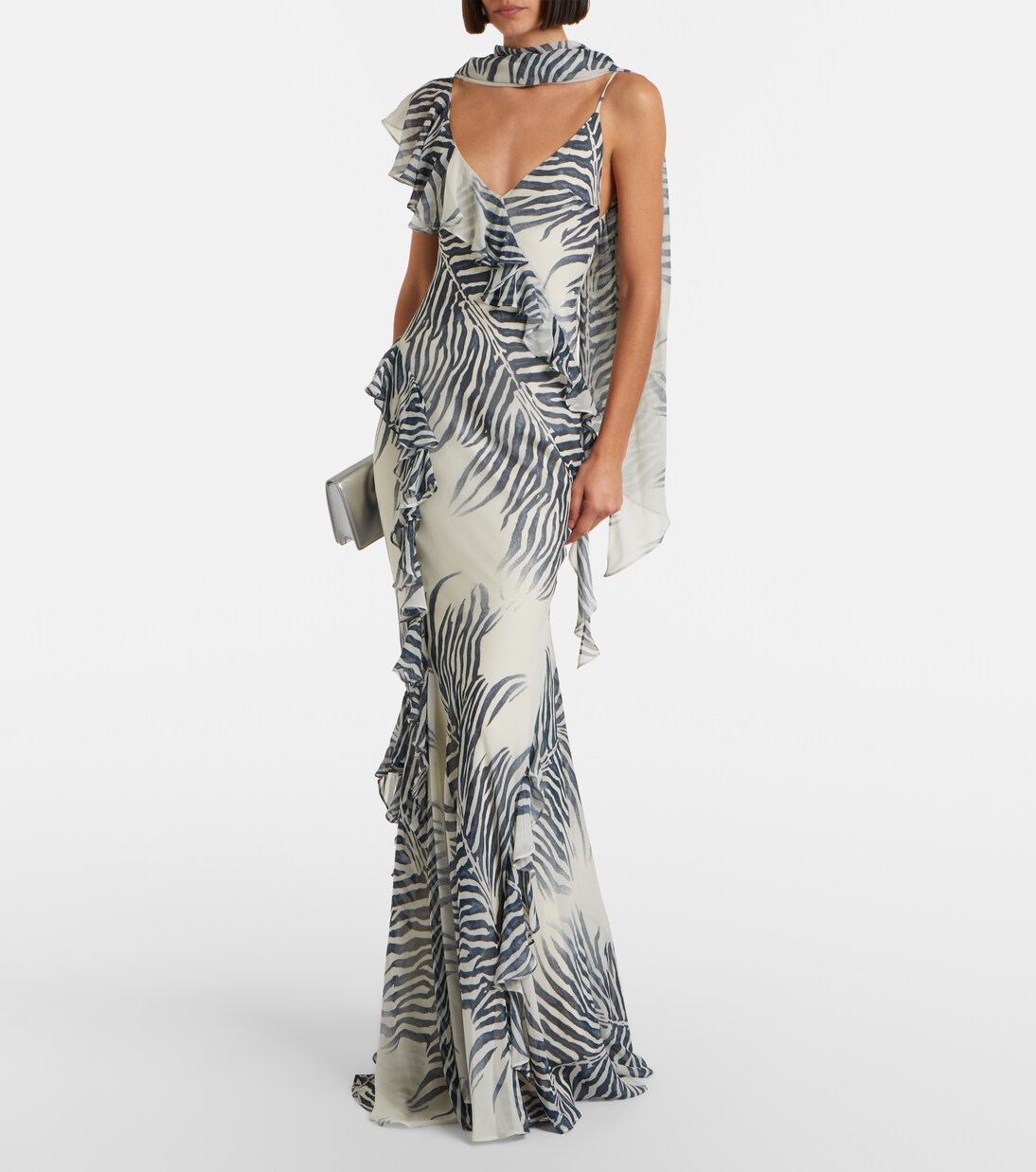 Mayara zebra-print georgette maxi dress | De La Vali