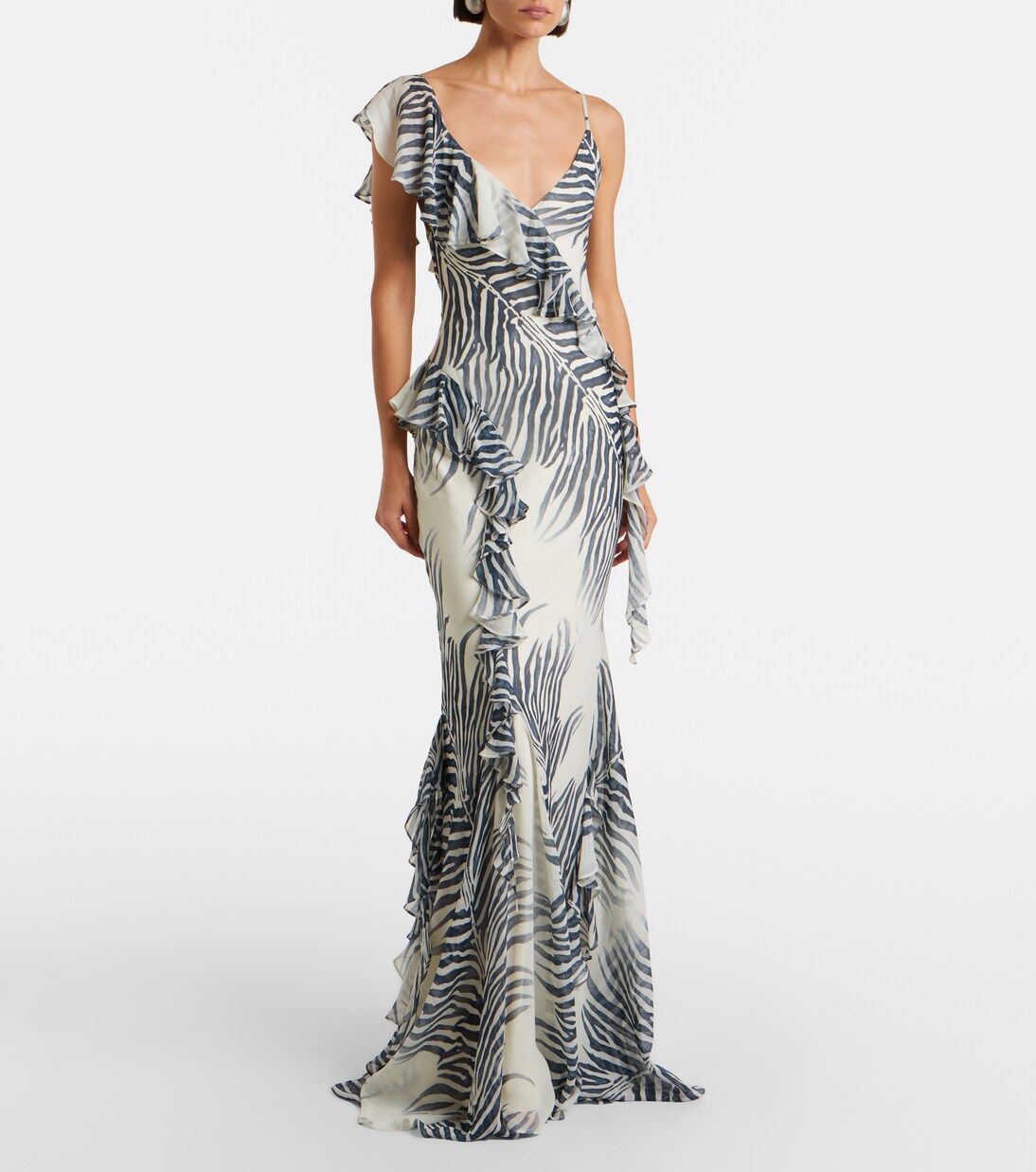 Mayara zebra-print georgette maxi dress | De La Vali