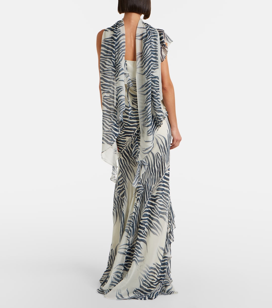 Mayara zebra-print georgette maxi dress | De La Vali