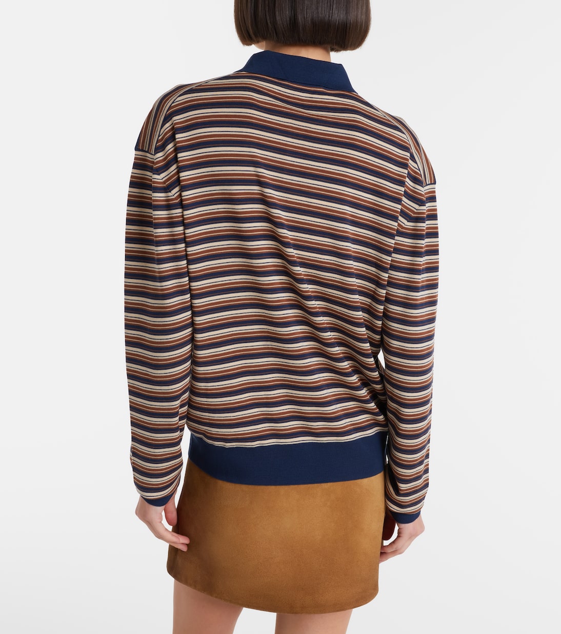 Striped virgin wool polo sweater | Miu Miu