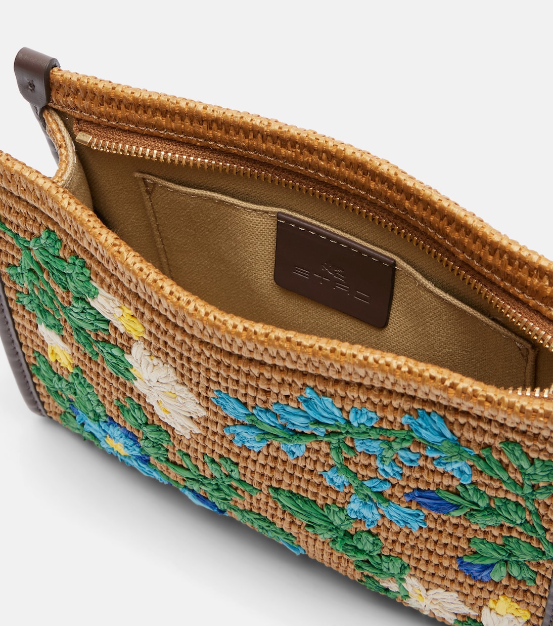 Bestickte Schultertasche aus Raffiabast | Etro