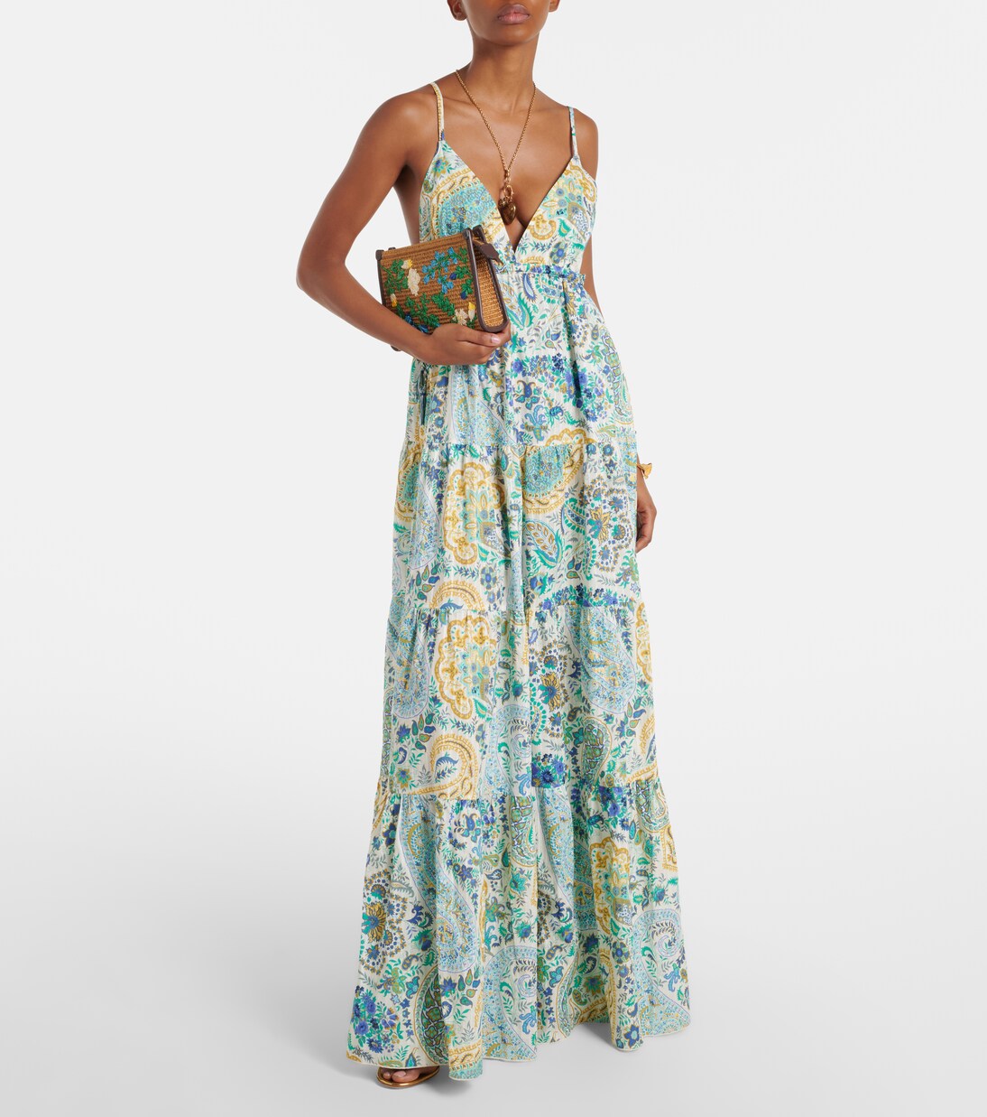 Bestickte Schultertasche aus Raffiabast | Etro