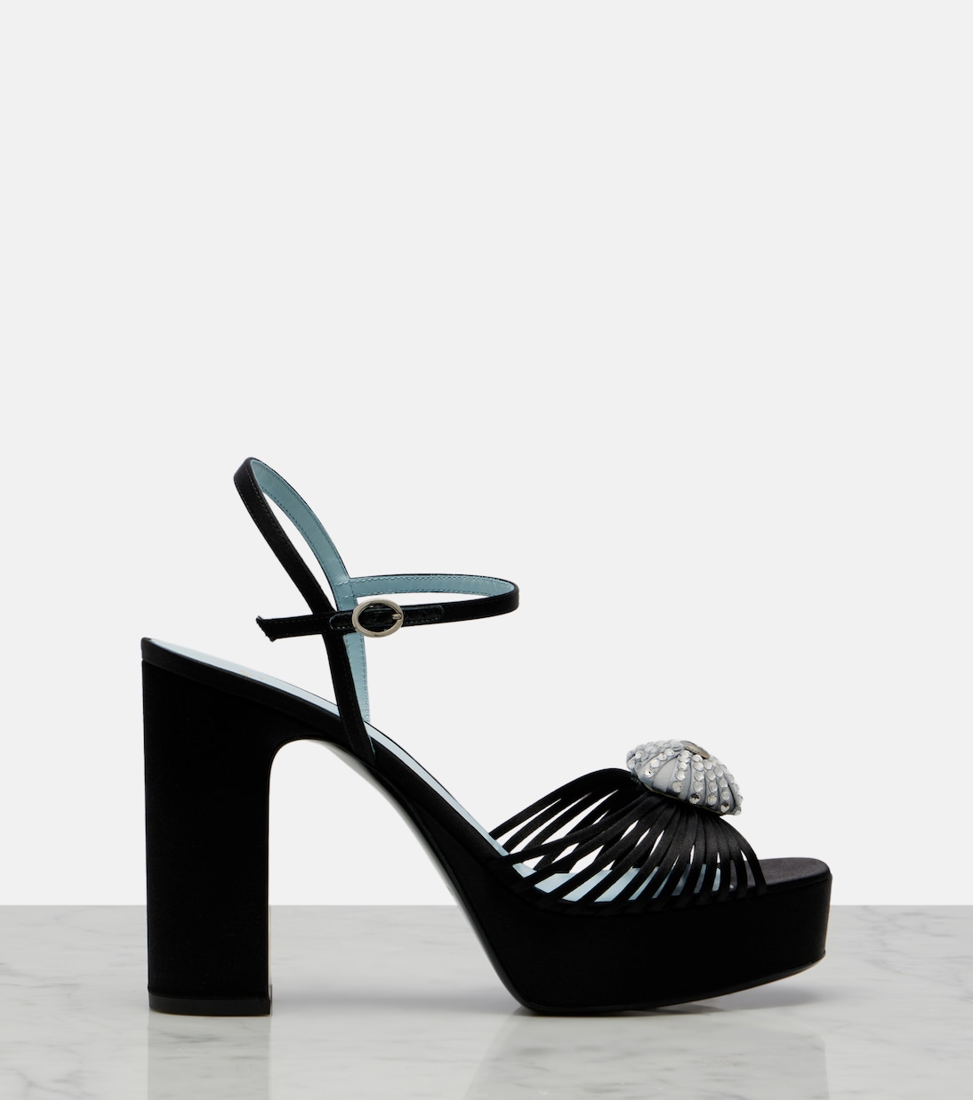 Cœur Royal embellished satin platform sandals | Valentino Garavani
